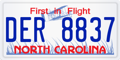NC license plate DER8837