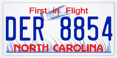 NC license plate DER8854
