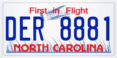 NC license plate DER8881