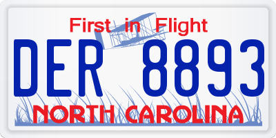 NC license plate DER8893