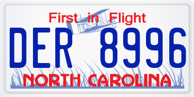 NC license plate DER8996