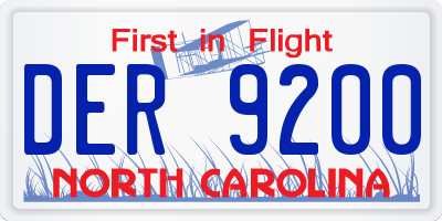 NC license plate DER9200