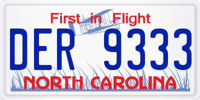 NC license plate DER9333