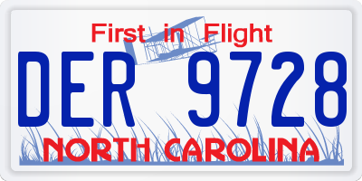 NC license plate DER9728