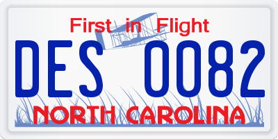 NC license plate DES0082