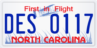 NC license plate DES0117