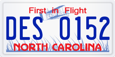 NC license plate DES0152