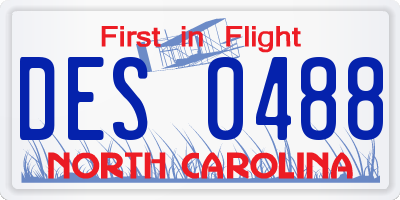 NC license plate DES0488