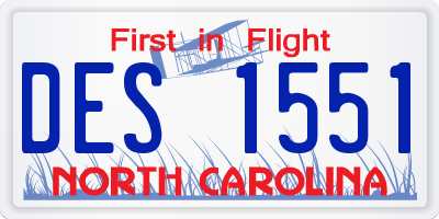 NC license plate DES1551