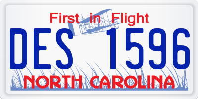NC license plate DES1596