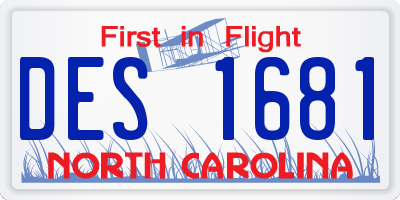 NC license plate DES1681