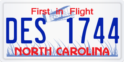 NC license plate DES1744