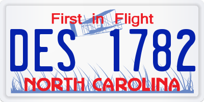NC license plate DES1782