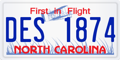 NC license plate DES1874