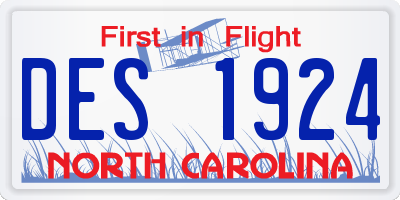NC license plate DES1924
