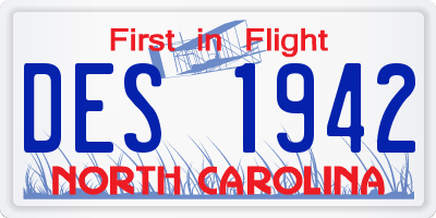 NC license plate DES1942