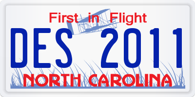NC license plate DES2011