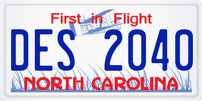 NC license plate DES2040