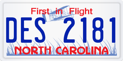 NC license plate DES2181