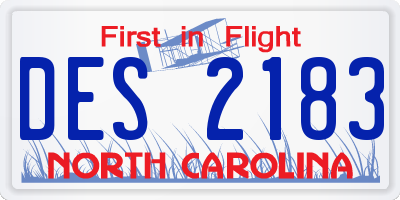 NC license plate DES2183