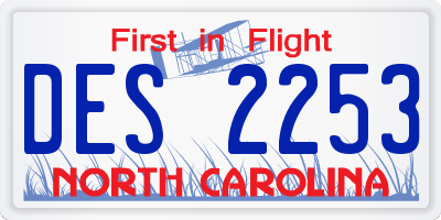 NC license plate DES2253