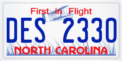 NC license plate DES2330