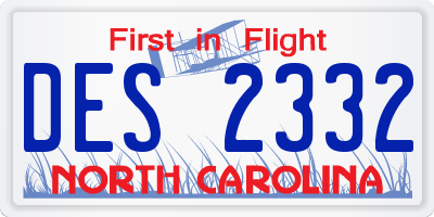 NC license plate DES2332