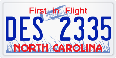 NC license plate DES2335