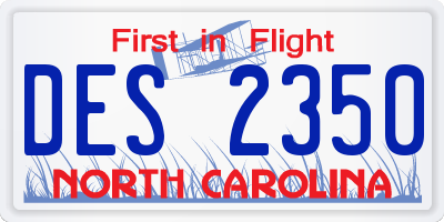 NC license plate DES2350