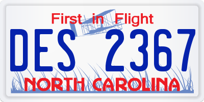 NC license plate DES2367