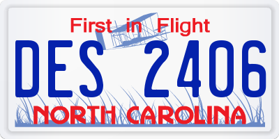 NC license plate DES2406