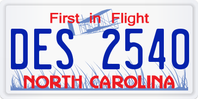 NC license plate DES2540