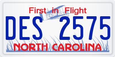 NC license plate DES2575