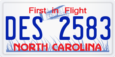 NC license plate DES2583