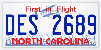 NC license plate DES2689
