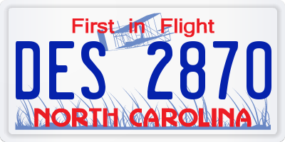 NC license plate DES2870