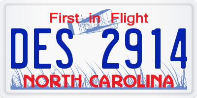 NC license plate DES2914