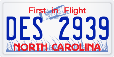 NC license plate DES2939