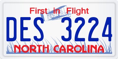 NC license plate DES3224