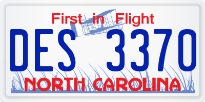 NC license plate DES3370