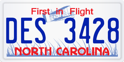 NC license plate DES3428