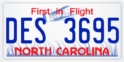 NC license plate DES3695