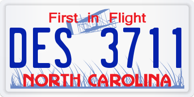 NC license plate DES3711