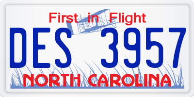 NC license plate DES3957