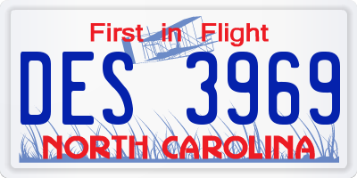 NC license plate DES3969