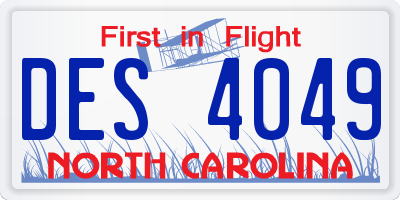 NC license plate DES4049