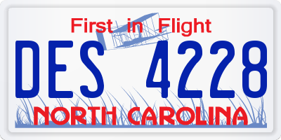 NC license plate DES4228