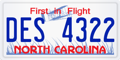 NC license plate DES4322