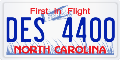 NC license plate DES4400