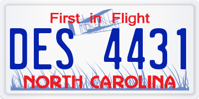 NC license plate DES4431